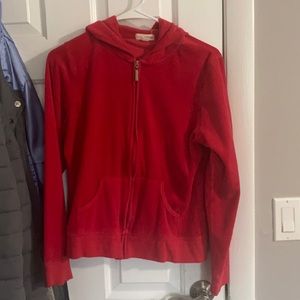red velour zip up